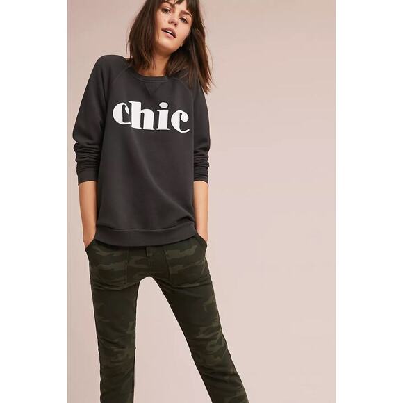 Sol Angeles X Anthropologie Women's Chic Graphic Sweatshirt Lagenlook Gray - Picture 1 of 8